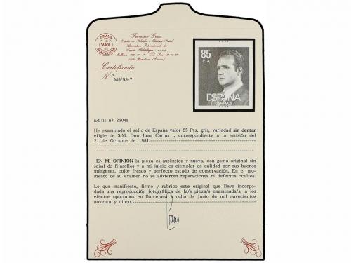 ** ESPAÑA. Ed. 2604s. JUAN CARLOS I. 85 pts. gris SIN DENTAR