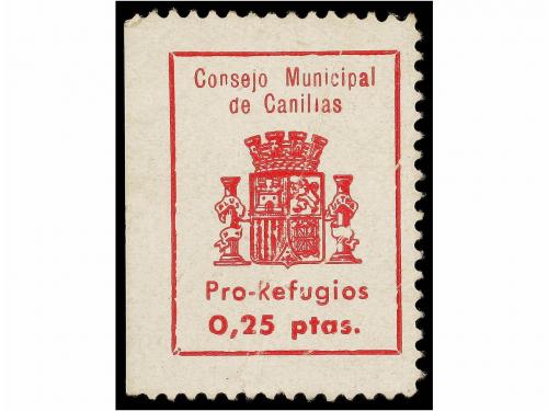 ESPAÑA GUERRA CIVIL. CANILLAS. PRO-REFUGIADOS. 5 cts. amaril