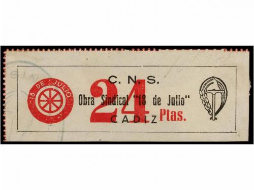ESPAÑA GUERRA CIVIL. CÁDIZ. C.N.S. 15 cts. y 24 pts. No rese