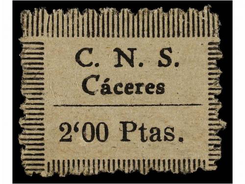ESPAÑA GUERRA CIVIL. CÁCERES. C.N.S. Tres viñetas de 1 pta. 