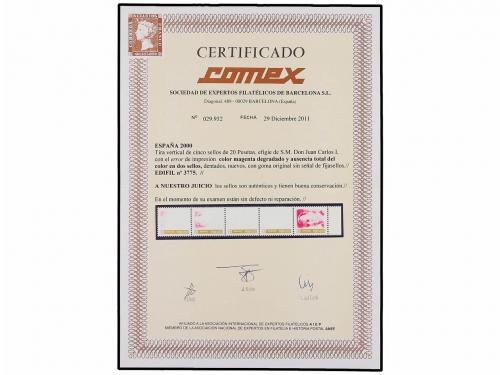 ** ESPAÑA. Ed. 3775. JUAN CARLOS I. 20 pts. magenta y oro. T