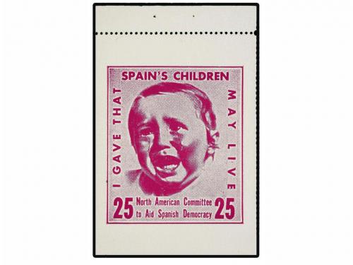 ESPAÑA GUERRA CIVIL. SPAIN'S CHILDREN. U.S.A. 5 ctvos. azul 