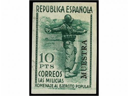 * ESPAÑA. Ed. 796, 800Ms. 60 cts. azul y 10 pts. verde SIN D