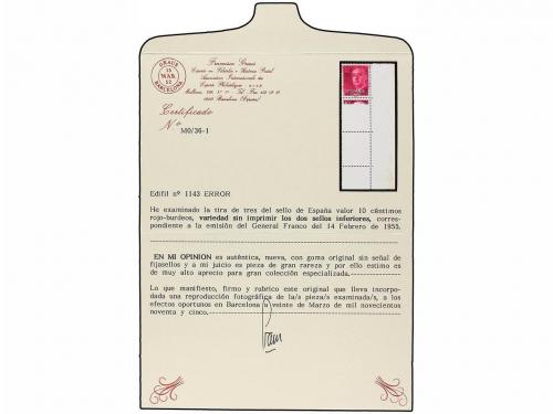 ** ESPAÑA. Ed. 1143. FRANCO. 10 cts. Tira de cuatro IMPRESIÓ