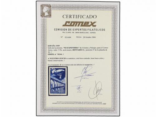 (*) ESPAÑA. Ed. NE 44d. NO EMITIDO. 5 pts. azul oscuro, dent