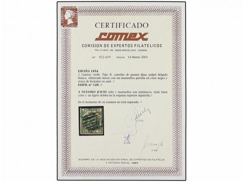 ° ESPAÑA. Ed. 32B. 2 cuartos verde, papel blanco delgado, ES