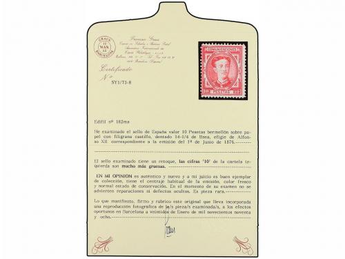 * ESPAÑA. Ed. 182ma. 10 pts. bermellón. Cifras "10" de la iz