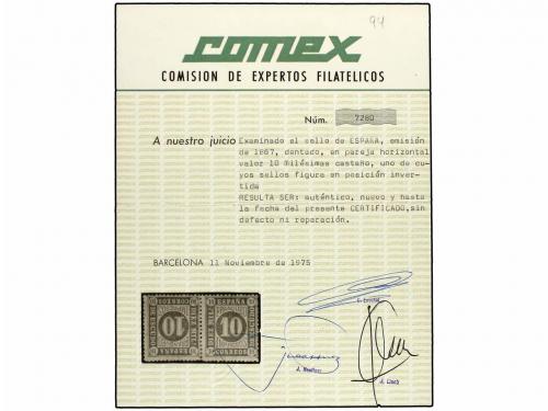* ESPAÑA. Ed. 94ea. 10 cts. castaño. Pareja, un sello invert