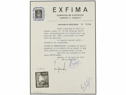 ° ESPAÑA. Ed. 16itb. 6 reales azul. Variedad SIN LA BARRA SU