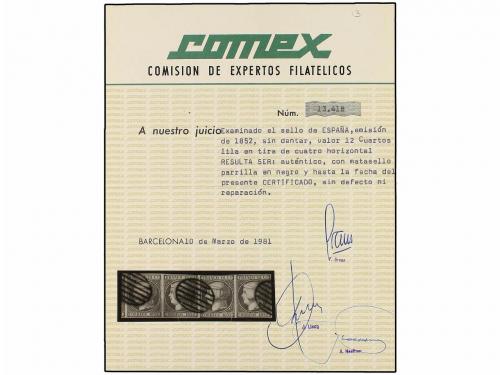 ° ESPAÑA. Ed. 13. 12 cuartos gris pareja y tira de cuatro. 