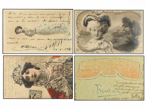 ✉ ESPAÑA. 1905. BARCELONA POSTAL EXPRESS. Cuatro tarjetas ci