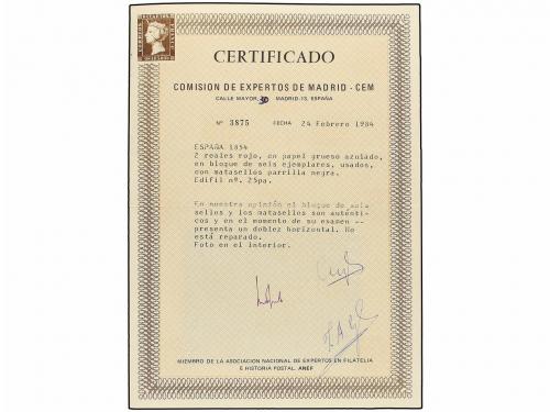 ° ESPAÑA. Ed. 25pa, pb. 2 reales rojo, papel delgado y grues