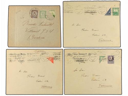 ✉ ESPAÑA. 1937-38. CONJUNTO de 10 cartas franqueadas con sel