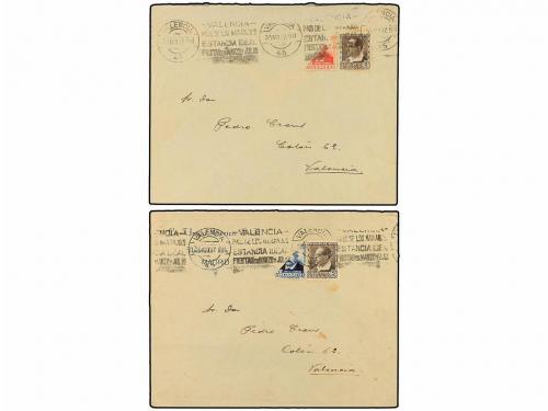 ✉ ESPAÑA. 1937-38. CONJUNTO de 10 cartas franqueadas con sel