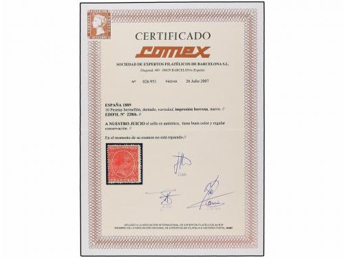 * ESPAÑA. Ed. 228ib. 10 pts. bermellón IMPRESIÓN BORROSA. Ex