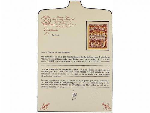 * ESPAÑA: AYUNTAMIENTO DE BARCELONA. Ed. 3s. 5 cts. castaño 