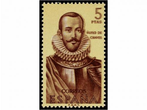 ** ESPAÑA. Ed. 1381. FORJADORES. 5 pts. DOBLE IMPRESIÓN DEL 