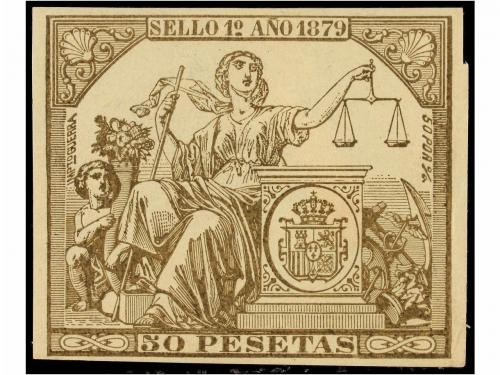 * ESPAÑA: FISCALES. PÓLIZAS 1879. Serie de 11 sellos, algún 