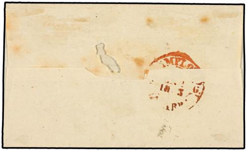 ✉ ESPAÑA. Ed. 17pa. 1853. FRONTAL. VITORIA a PAMPLONA. 6 cua