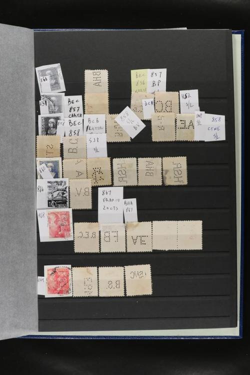 ° ✉ ESPAÑA. PERFORADOS (PERFINS). Colección de 1880 a 1980. 