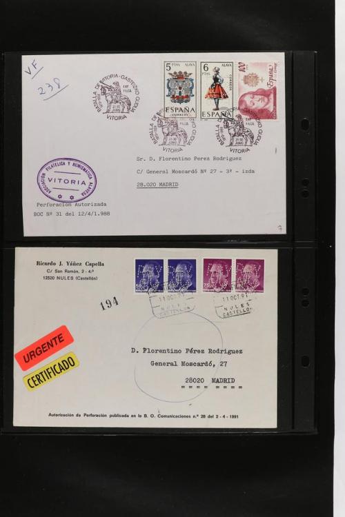 ° ✉ ESPAÑA. PERFORADOS (PERFINS). Colección de 1880 a 1980. 