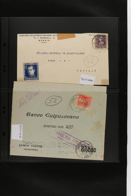 ° ✉ ESPAÑA. PERFORADOS (PERFINS). Colección de 1880 a 1980. 