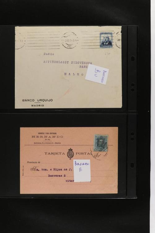 ° ✉ ESPAÑA. PERFORADOS (PERFINS). Colección de 1880 a 1980. 