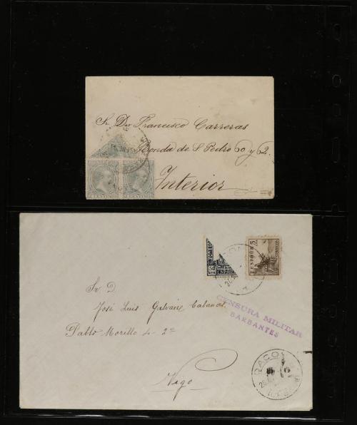 ✉ LOTES y COLECCIONES. SELLOS BISECTADOS. Conjunto de 34 car