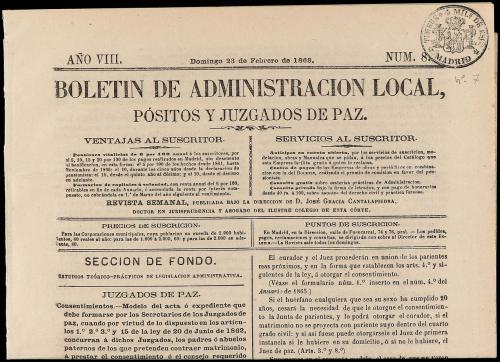 ESPAÑA. TIMBRES PARA PERIÓDICOS 1859-77. Conjunto de 8 perió
