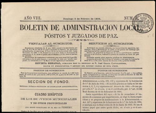 ESPAÑA. TIMBRES PARA PERIÓDICOS 1859-77. Conjunto de 8 perió