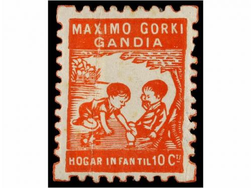ESPAÑA GUERRA CIVIL. GANDIA. MAXIMO GORKI. 10 cts. rojo (All