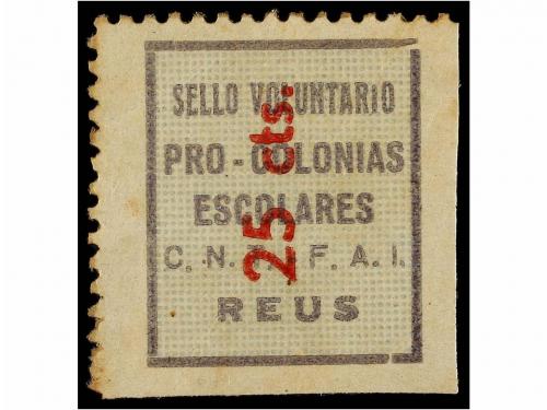 ESPAÑA GUERRA CIVIL. REUS. PRO-COLONIAS ESCOLARES. 25 cts. r