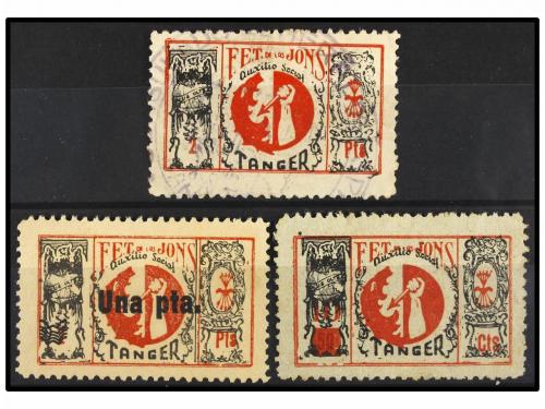 ESPAÑA GUERRA CIVIL. TANGER. FET/JONS. 2 pts., 1 pta. s. 2 p