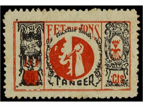 ESPAÑA GUERRA CIVIL. TANGER. FET/JONS. 2 pts., 1 pta. s. 2 p