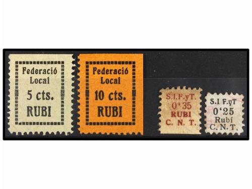 ESPAÑA GUERRA CIVIL. RUBI. Conjunto de 4 viñetas (All. 1/2, 