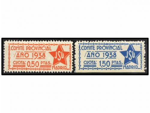 ESPAÑA GUERRA CIVIL. MADRID. J.S.U. 50 cts. rojo y 1,50 pts.