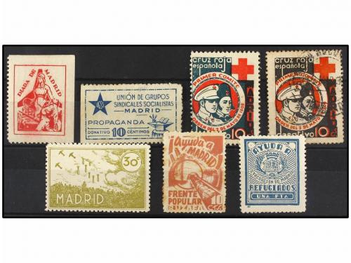 ESPAÑA GUERRA CIVIL. MADRID. Conjunto de 7 viñetas. 