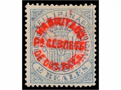 * FILIPINAS. Ed. 66AR. 2 reales s. 2 reales azul. Sello de D