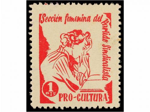ESPAÑA GUERRA CIVIL. PARTIDO SINDICALISTA. 1 pta. rojo y 1 p
