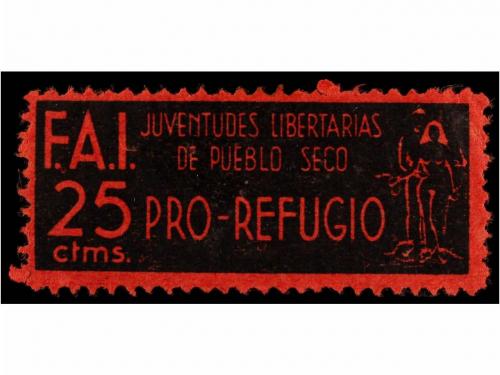 ESPAÑA GUERRA CIVIL. F.A.I. PRO REFUGIO. BARCELONA. 25 cts.