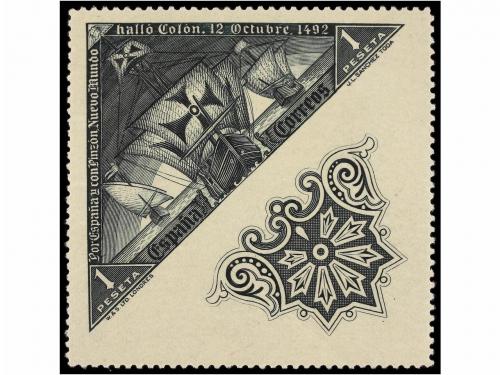 ** ESPAÑA. Ed. 543bsmv, basmv. 1 pta. negro. Dos sellos SIN