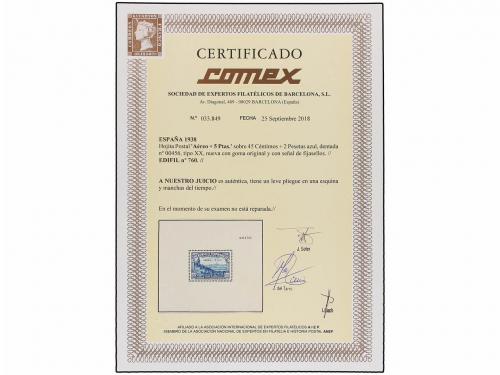 * ESPAÑA. Ed. 760. HB. Aéreo + 5 pts. azul. Manchas del tiem