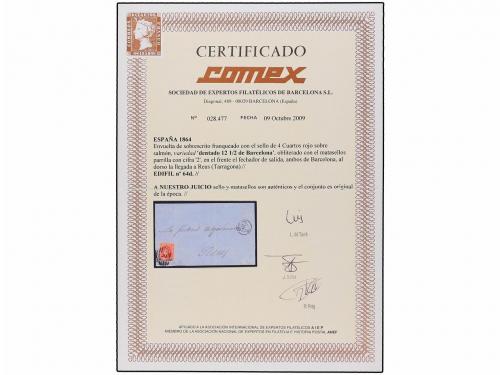 ✉ ESPAÑA. Ed. 64dpa. 1864. BARCELONA a REUS. Carta completa 