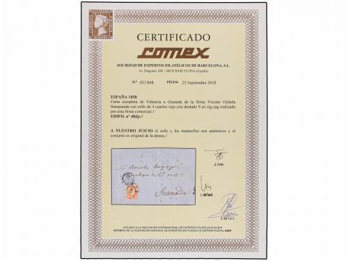 ¿ ESPAÑA. Ed. 48dp. 1858. VALENCIA a GRANADA. Carta completa