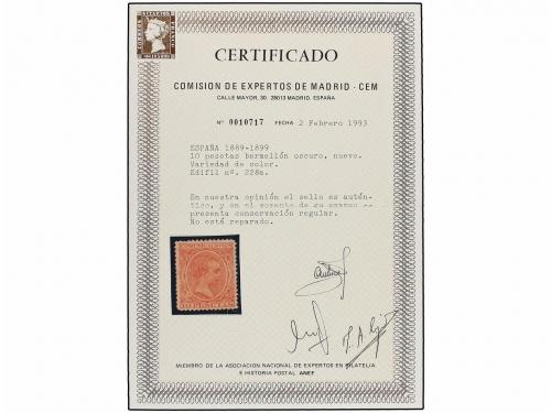 * ESPAÑA. Ed. 228. 10 pts. bermellón. Excelente color y cent