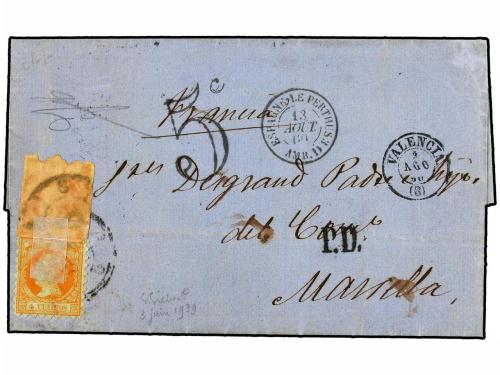 ¿ ESPAÑA. Ed. 52dp y 53dp. 1860. VALENCIA a MARSELLA (Franci