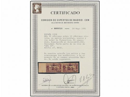 ** ESPAÑA. Ed. NE 32 (2). NO EMITIDO. 30 cts. s. 15 cts. vio