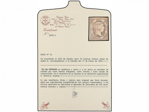 (*) ESPAÑA. Ed. 7b. 12 cuartos lila gris. Color excelente mu