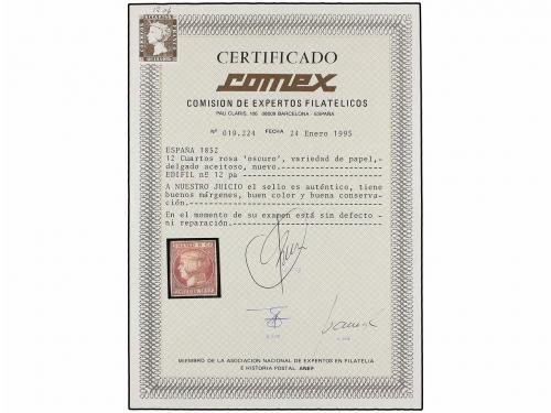 * ESPAÑA. Ed. 12p. 6 cuartos rosa. Papel delgado aceitoso. M