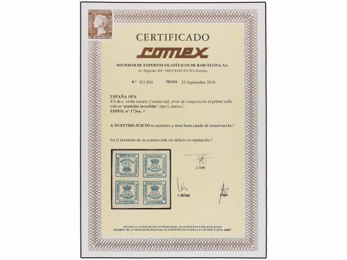 * ESPAÑA. Ed. 173ea. 4/4 cto. verde ERROR DE COMPOSICIÓN, ti